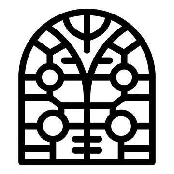 Arched window featuring intricate geometric pattern design element Stock Illustration
