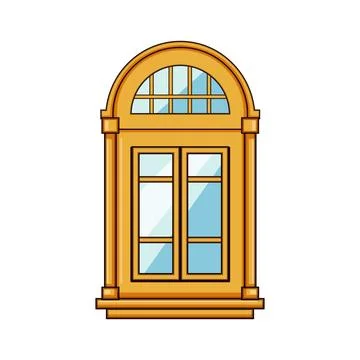 Arched window frame classic architectural element illustration Stock Illustration