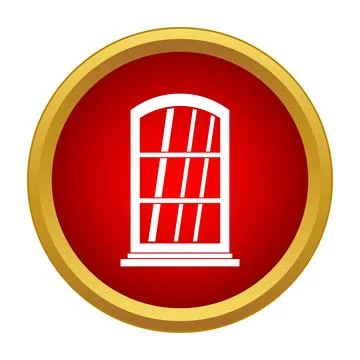 Arched window frame red circle icon design Stock Illustration