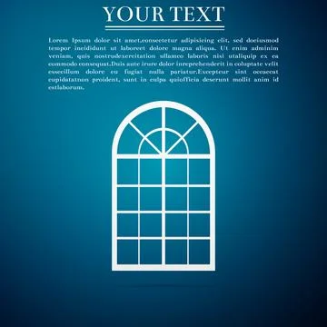Arched window icon isolated on blue background. Flat design. Vector Illustration Stock Illustration
