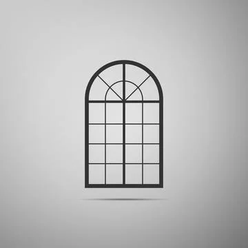 Arched window icon isolated on grey background. Flat design. Vector Illustration Stock Illustration