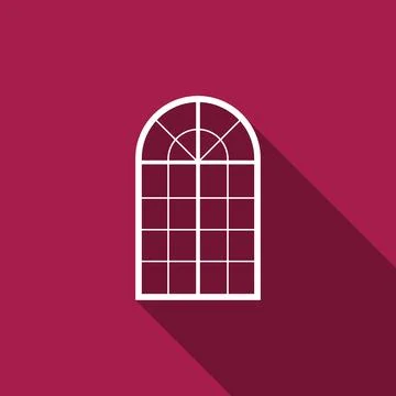 Arched window icon isolated with long shadow. Flat design. Vector Illustration Stock Illustration