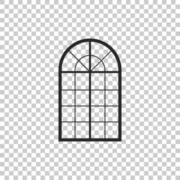 Arched window icon isolated on transparent background. Flat design. Vector Stock Illustration