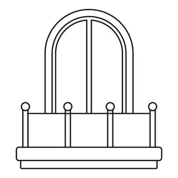 Arched window icon, outline style Stock Illustration