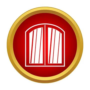 Arched window icon on red button ui イラスト素材