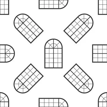 Arched window icon seamless pattern on white background. Flat design. Vector Stock Illustration
