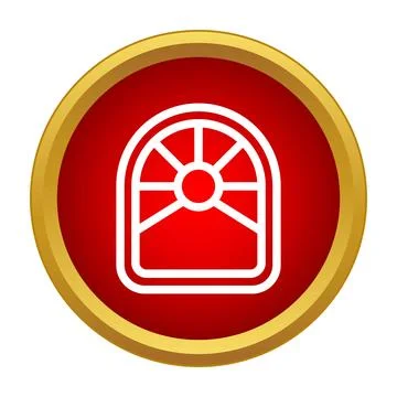 Arched window icon with sunburst design Stock Illustration