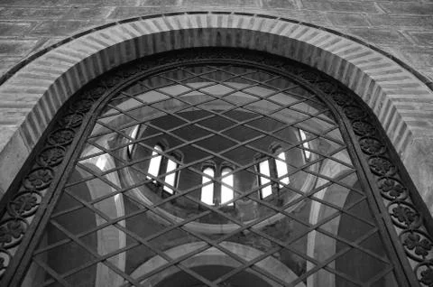 Arched window ironwork pattern 写真素材