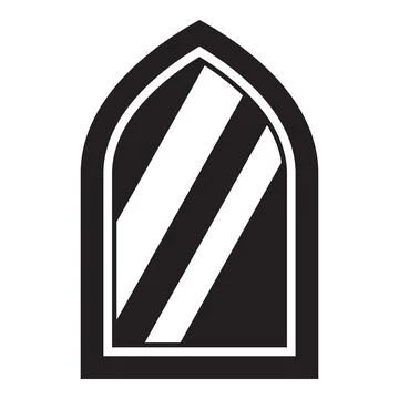 Arched window reflecting diagonal lines creating abstract pattern Stock Illustration