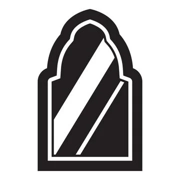 Arched window reflecting diagonal stripes of light and shadow Illustrazione stock