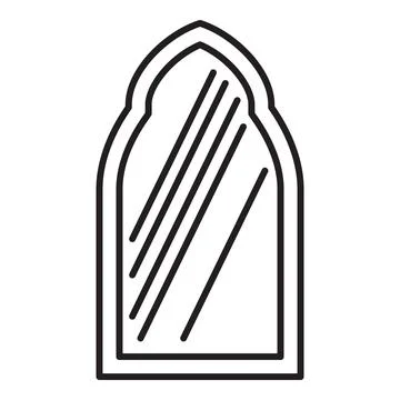 Arched window reflecting sunlight with simple lines representing glass 스톡 일러스트