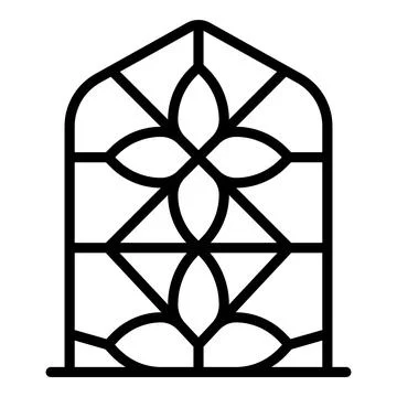Arched window showing floral pattern with intertwined lines creating geomet.. Stock Illustration