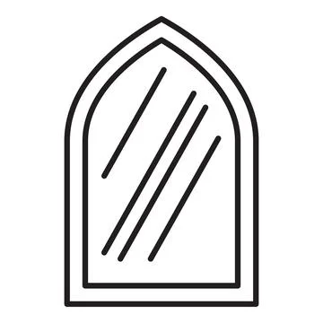 Arched window with striped glass adding a touch of elegance to building desig Ilustración de archivo