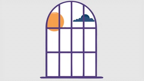 Arched Window with Sun and Cloud Stock Footage 322598023