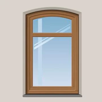 Arched wooden window Stock Illustration