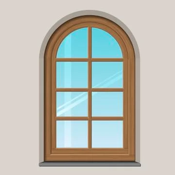 Arched wooden window Illustrazione stock