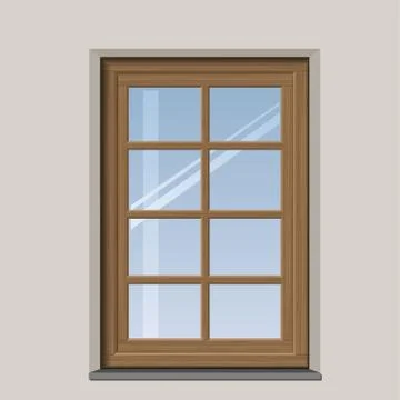 Arched wooden window Stock Illustration