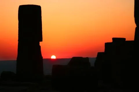 Archeologic landmark at sunset 스톡 사진