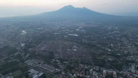 Archeological site of Pompeii with Mt. Vesuvius - Zoom-In-Clip Stock Footage 250358419