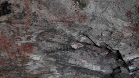 Archeological wall cave paintings in Oaxaca mexico Stock Footage 228647496