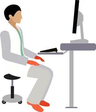 Archeologist laboratory worker at computer vector icon isolated on white Stock Illustration