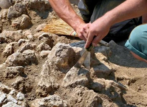Archeologist working on site Stock Photos