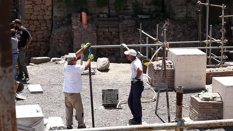 Archeologists working in Roman Forum Stock Footage 78985575