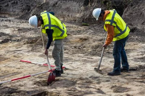 Archeology Excavation Two Man Stock Photos