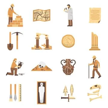 Archeology Icons Set Stock Illustration