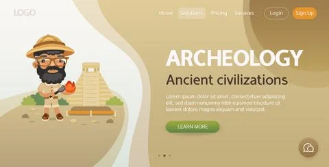 Archeology Website Template Stock Illustration
