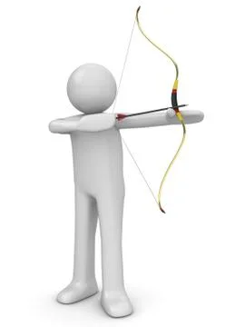Archer aiming (3d isolated characters sports series) Stock Illustration
