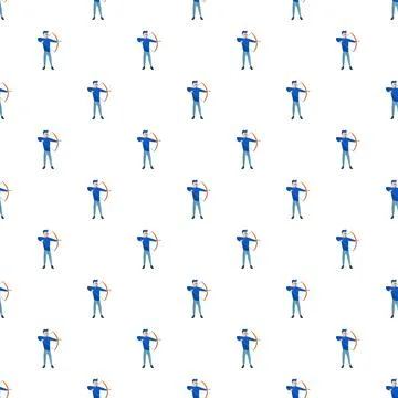 Archer aiming bow and arrow seamless pattern Illustrazione stock