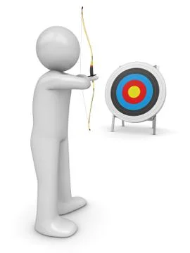 Archer aiming target (3d isolated characters sports series) Stock Illustration
