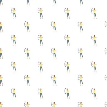 Archer with bow and arrow aiming seamless pattern Stock Illustration