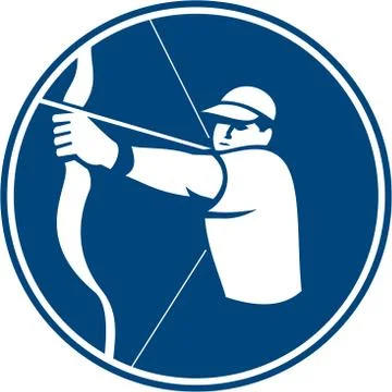 Archer Bow Arrow Circle Icon. Stock Illustration