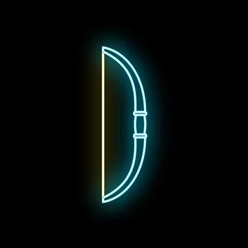 Archer bow neon icon glowing with blue light Stock Illustration
