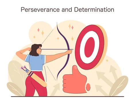 Archer exemplifying Perseverance and Determination. Flat vector illustration イラスト素材