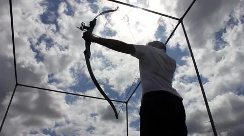 Archer firing an arrow, low angle Stock Footage 40954340