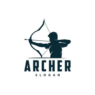 Archer logo vector silhouette warrior archery simple design bow and arrow t.. Stock Illustration