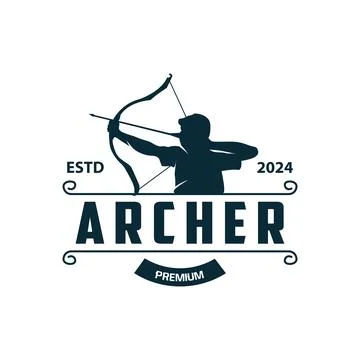 Archer logo vector silhouette warrior archery simple design bow and arrow t.. Stock Illustration