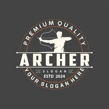 Archer logo vector silhouette warrior archery simple design bow and arrow t.. Stock Illustration