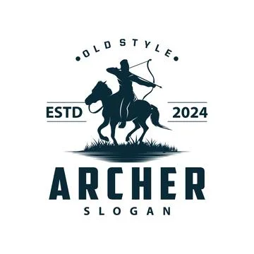Archer logo vector silhouette warrior archery simple design bow and arrow t.. Stock Illustration