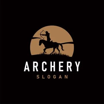 Archer logo vector silhouette warrior archery simple design bow and arrow t.. Stock Illustration
