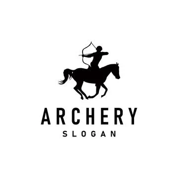 Archer logo vector silhouette warrior archery simple design bow and arrow t.. Stock Illustration