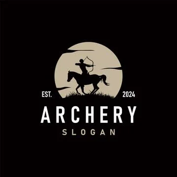 Archer logo vector silhouette warrior archery simple design bow and arrow t.. Stock Illustration