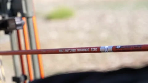 Archer shooting an arrow - close up on arrow Stock Footage 171996618