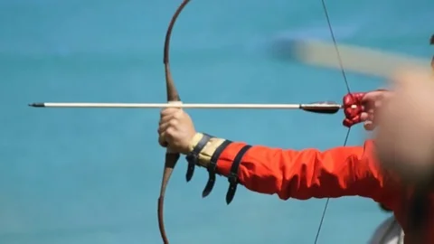 Archer shoots with an arrow Stock Footage 78260632