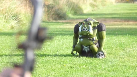 Archer shoots goblin live action role play Stock Footage 171996599