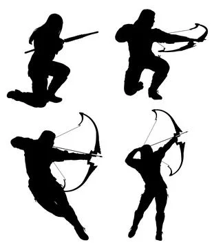 Archer Silhouette in Dynamic Pose Stock Illustration