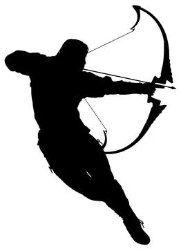 Archer Silhouette in Dynamic Pose Stock Illustration